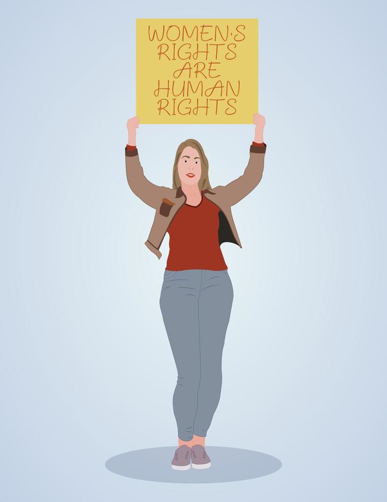 young women holding a poster vector