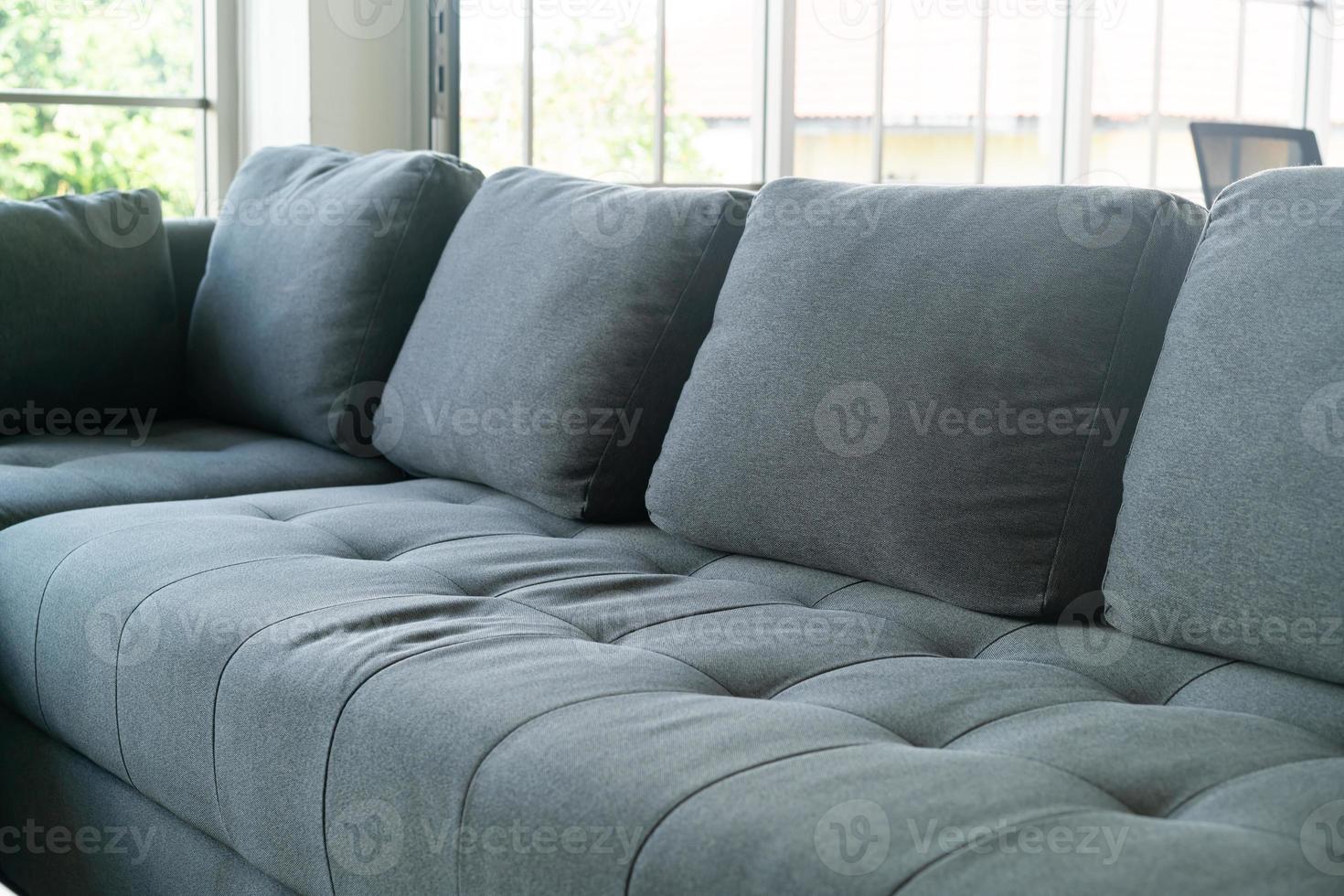 close up empty grey fabric sofa photo