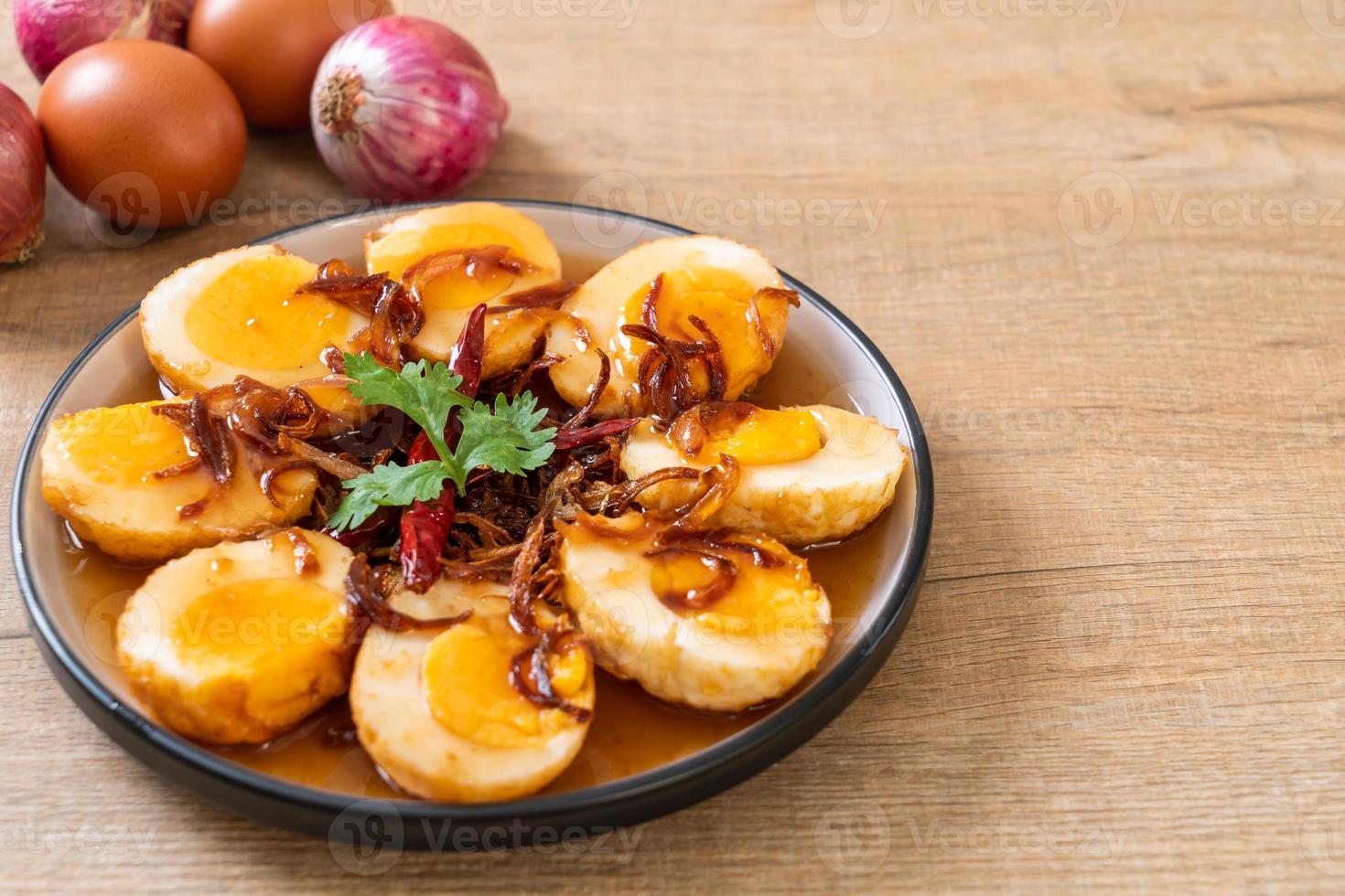 Fried Boiled Egg with Tamarind Sauce photo