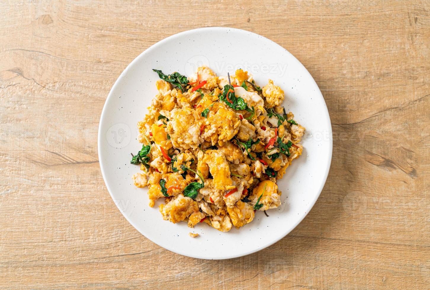 stir-fried egg with Thai basil and chilli photo