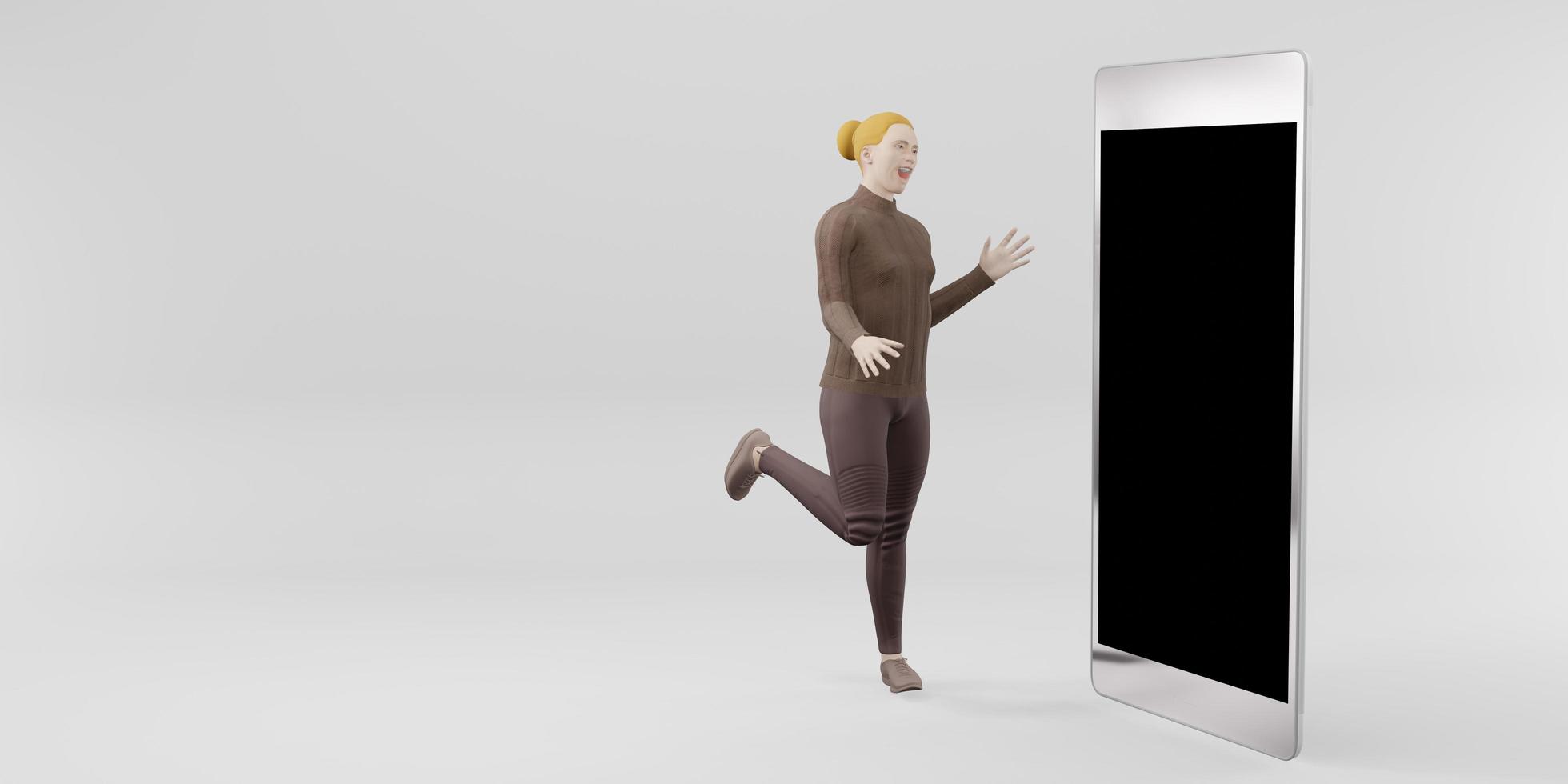 Woman standing with phone smartphone photo