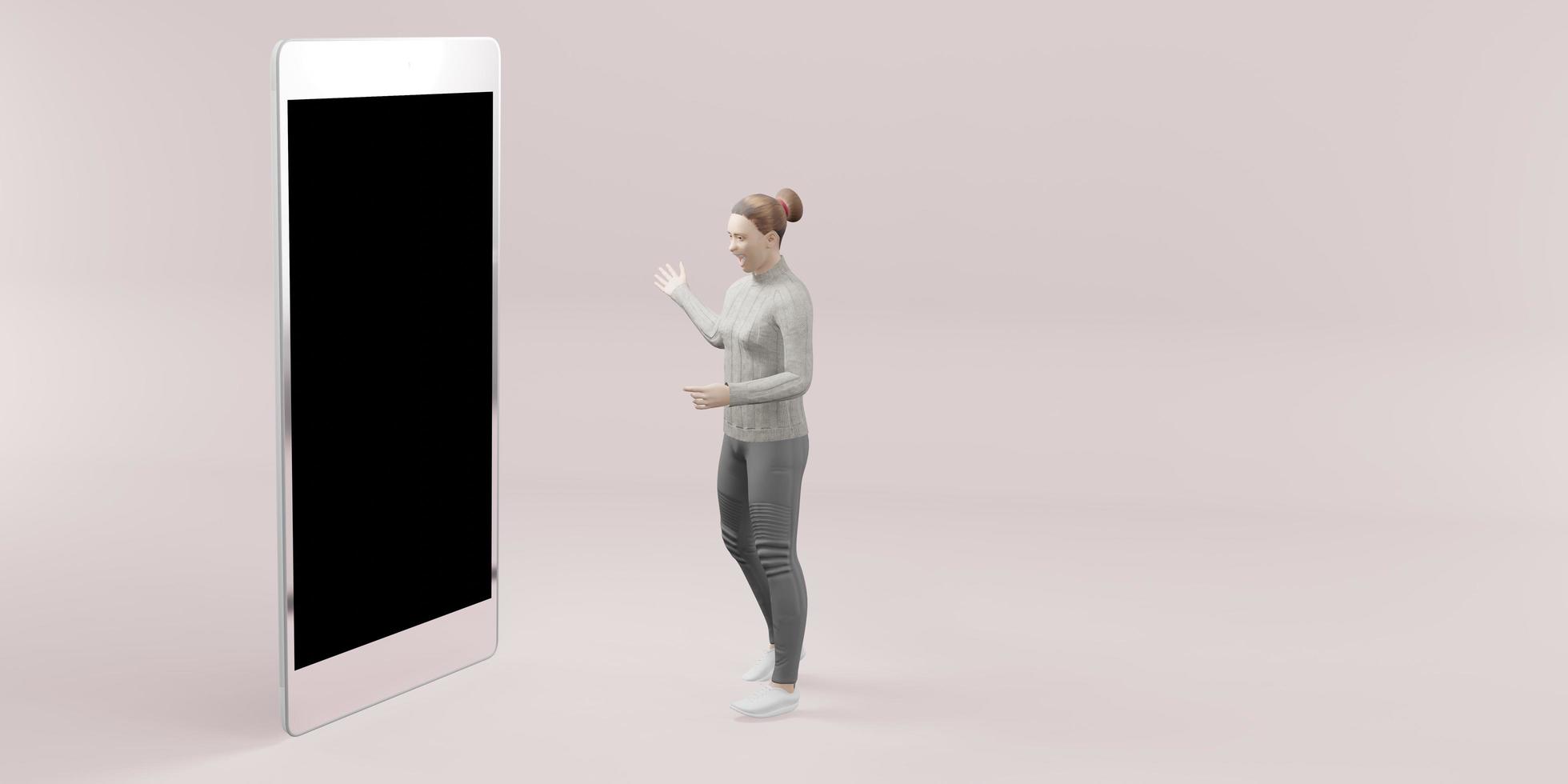 Woman standing with phone smartphone photo