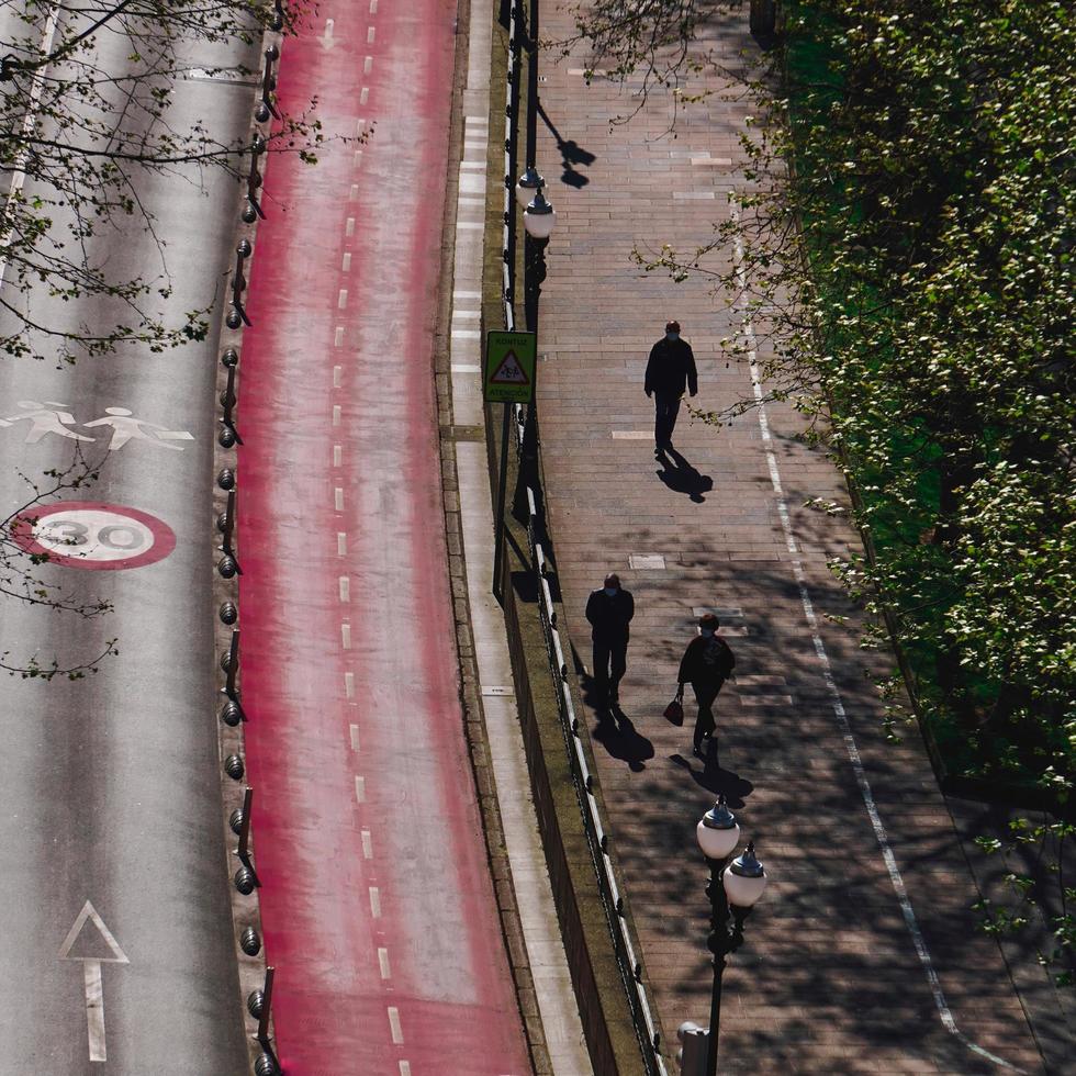 people walking on the street in Bilbao city, Spain, travel destination photo