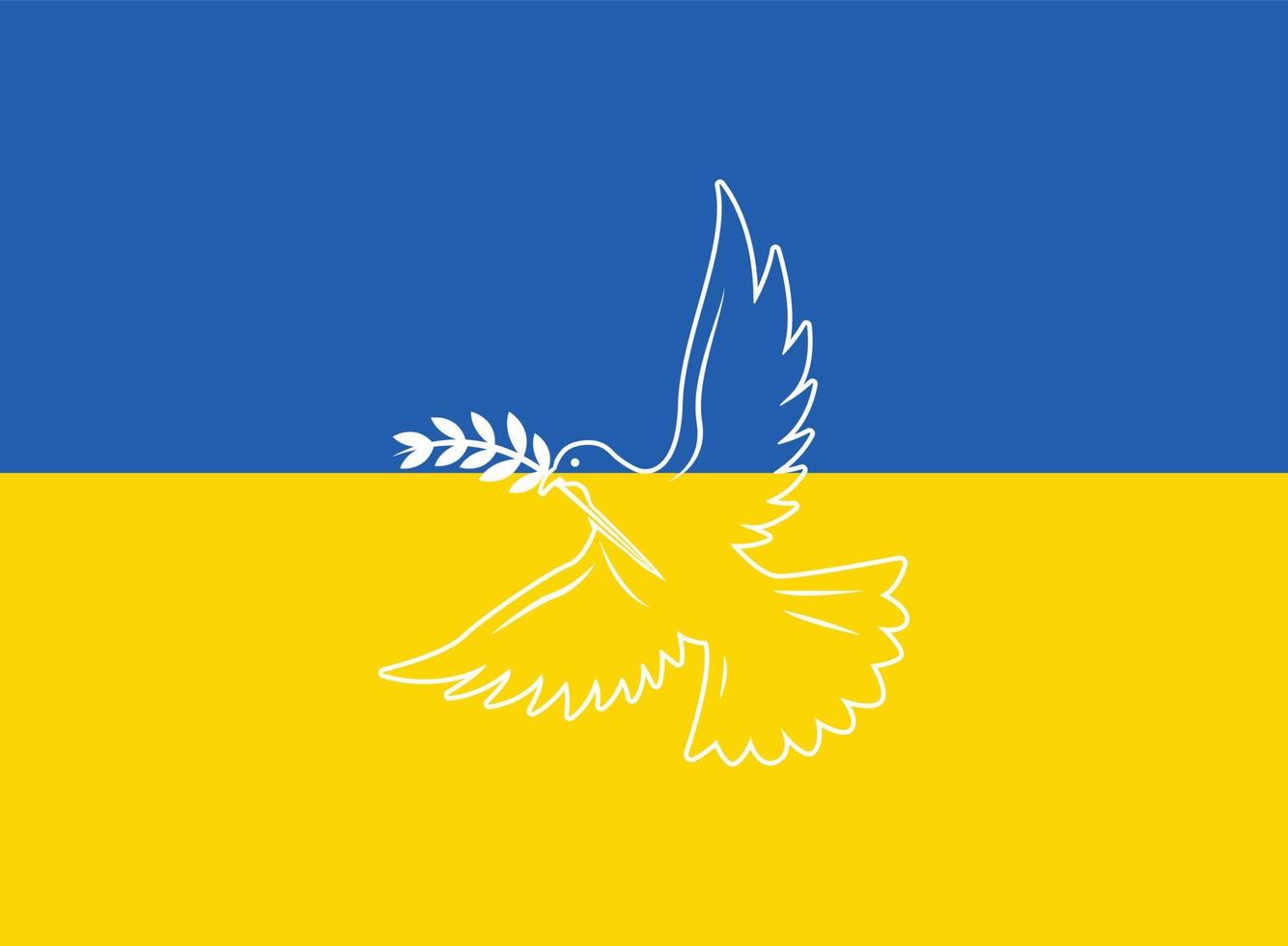 Ukraine line dove with olive branch vector