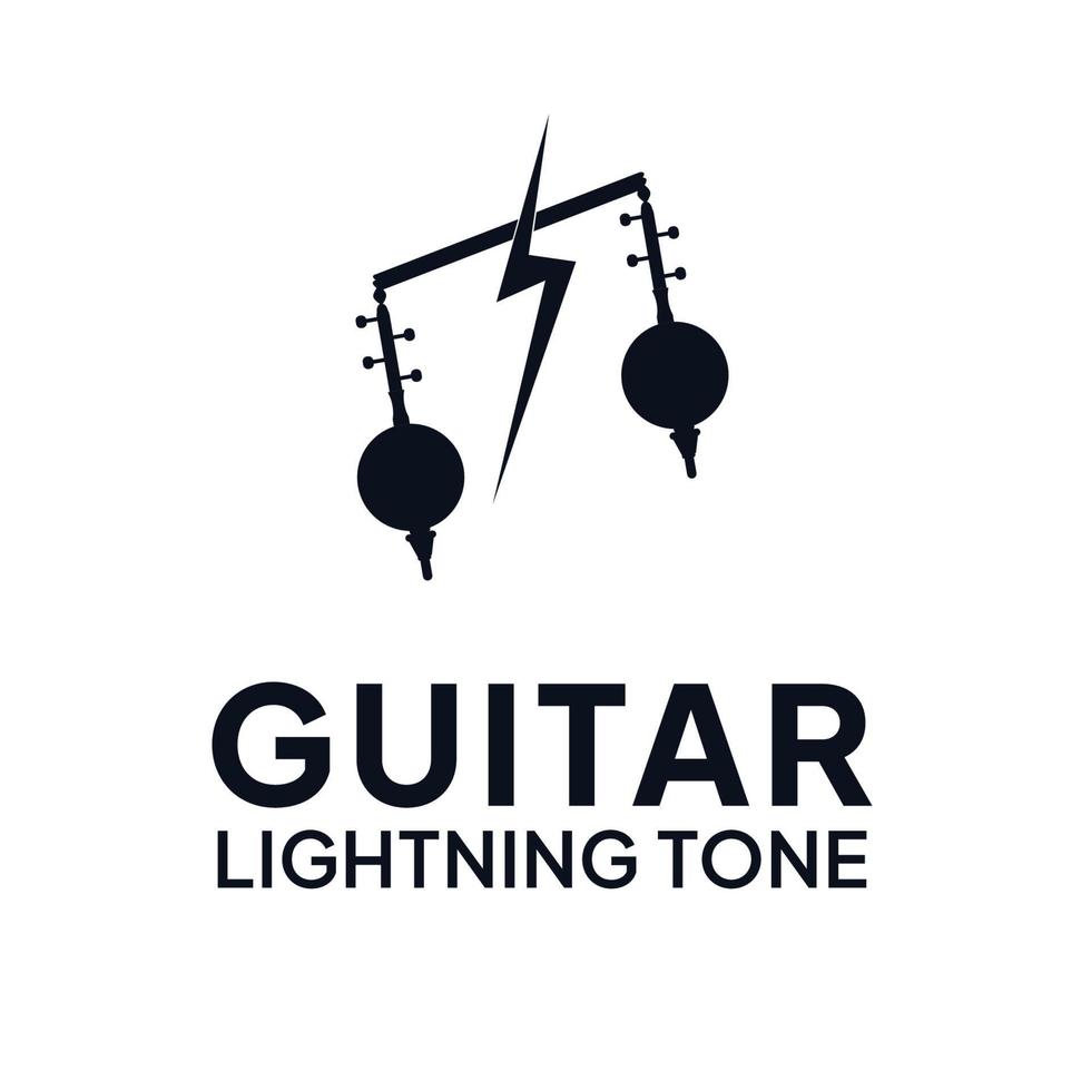 Guitar lightning tone vector logo.