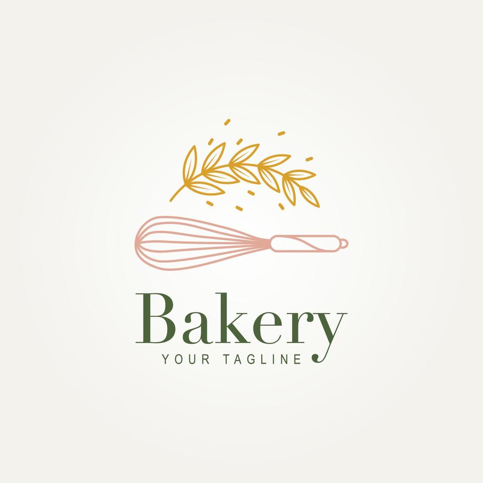 bakery shop minimalist line art logo icon design vector