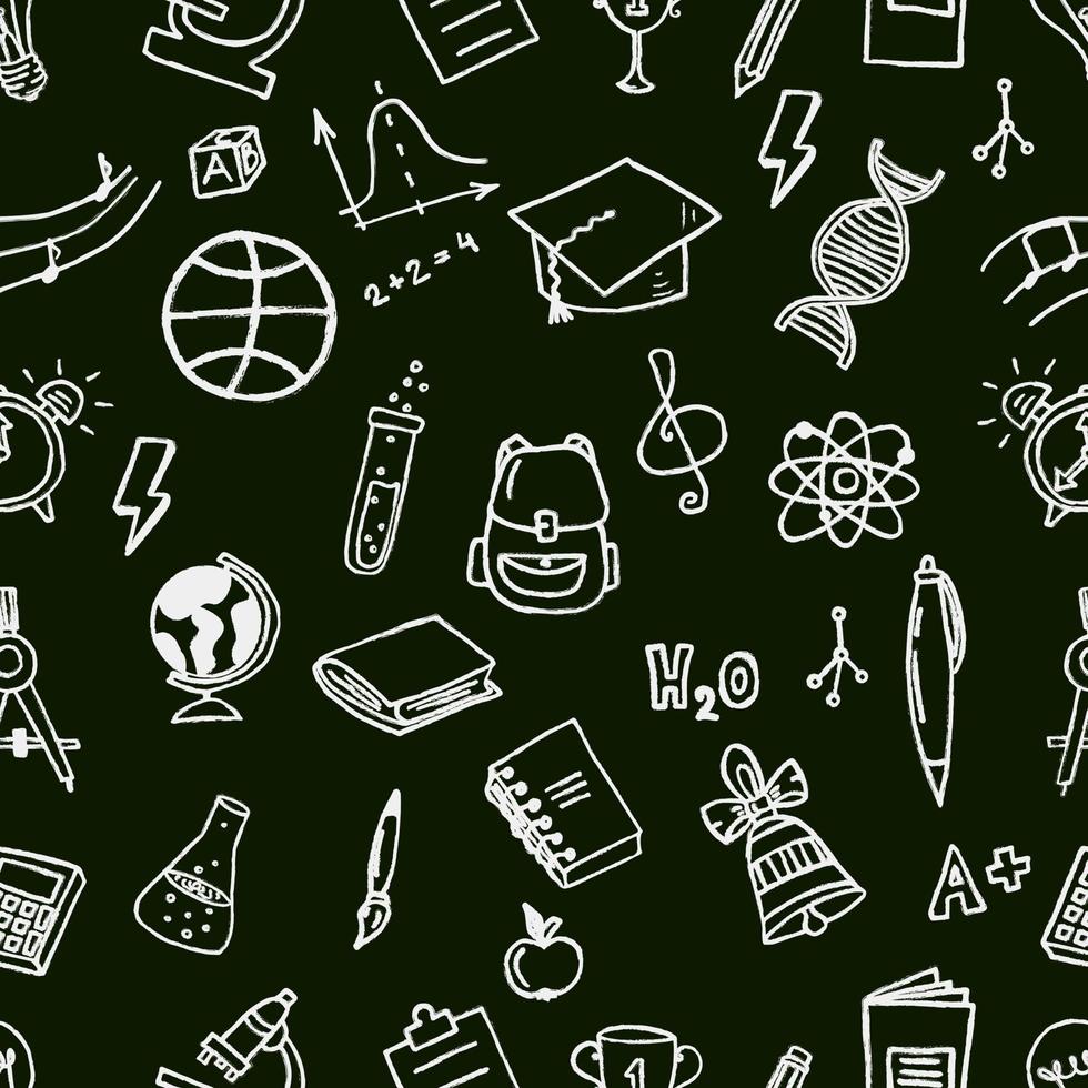 Sketchy Vector Hand Drawn Doodle Cartoon Set Of School Objects And Symbols. Seamless Pattern