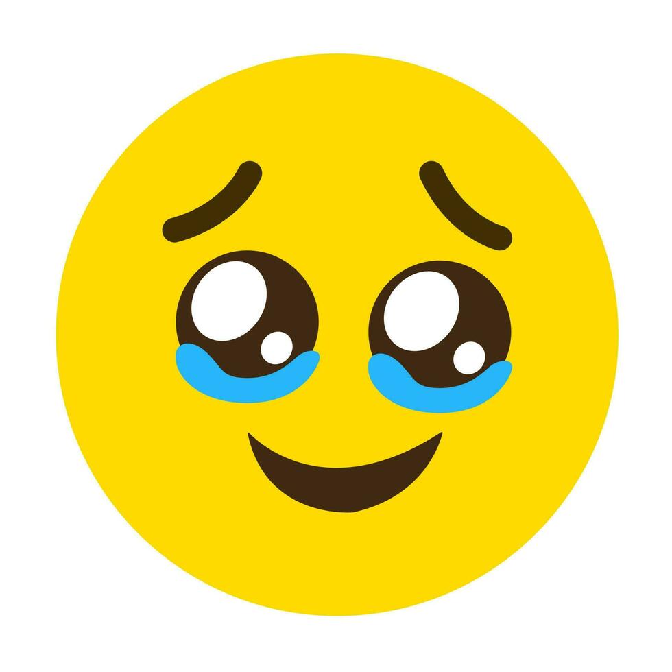 emoji sonriente de cara amarilla con lágrimas en sus cuencas. vector