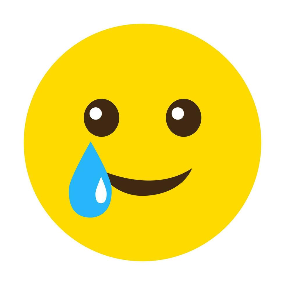 Yellow-faced smiley emoji with tears in its sockets. vector