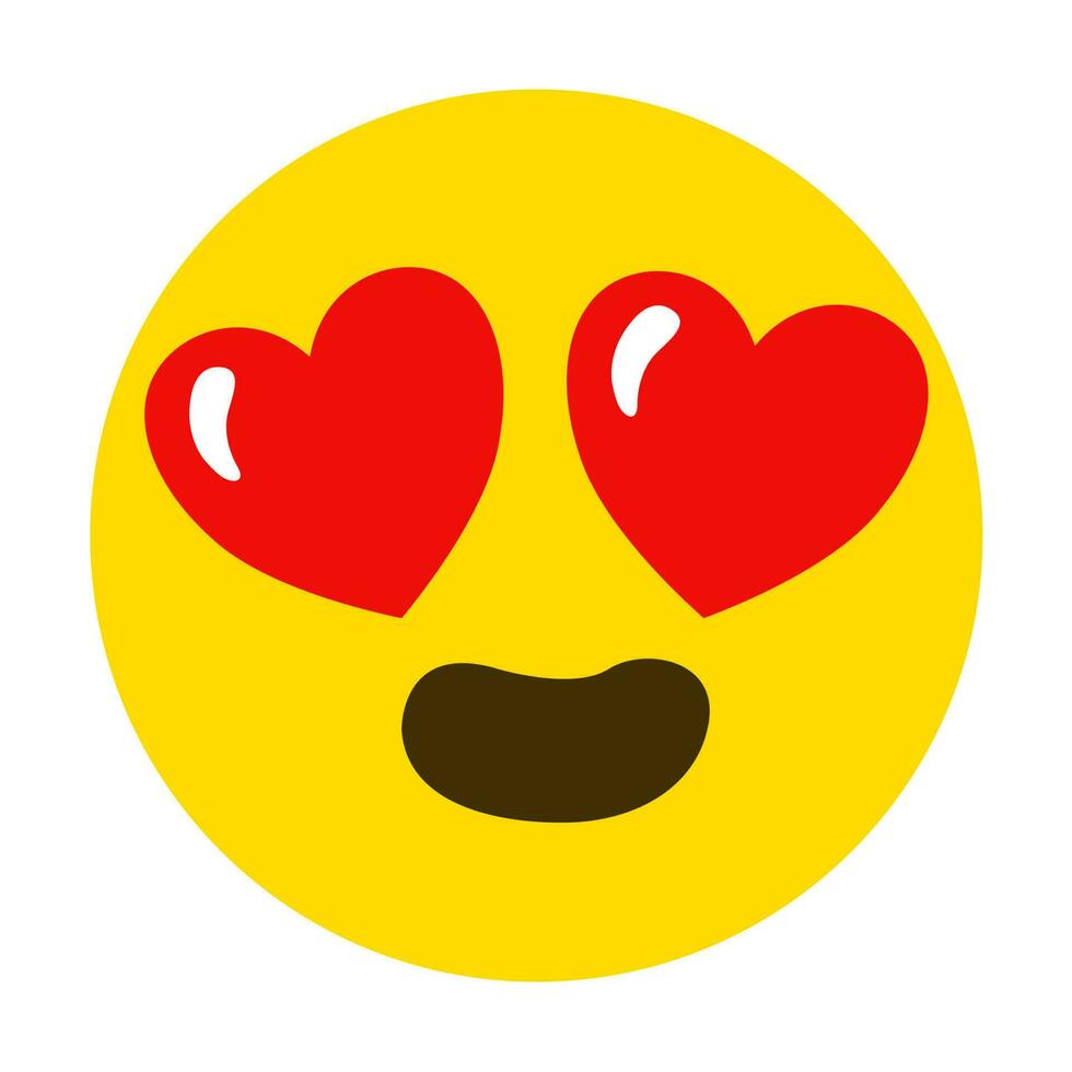 The yellow expression emoji has a heart that represents love. vector