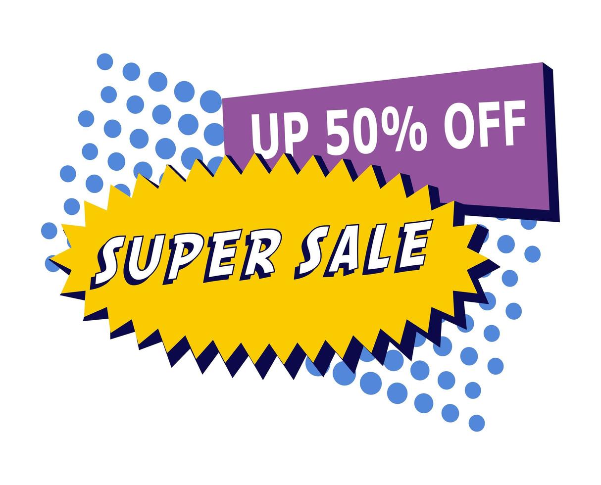 Abstract white web banner, business card, template SUPER SALE 50 percent - Vector