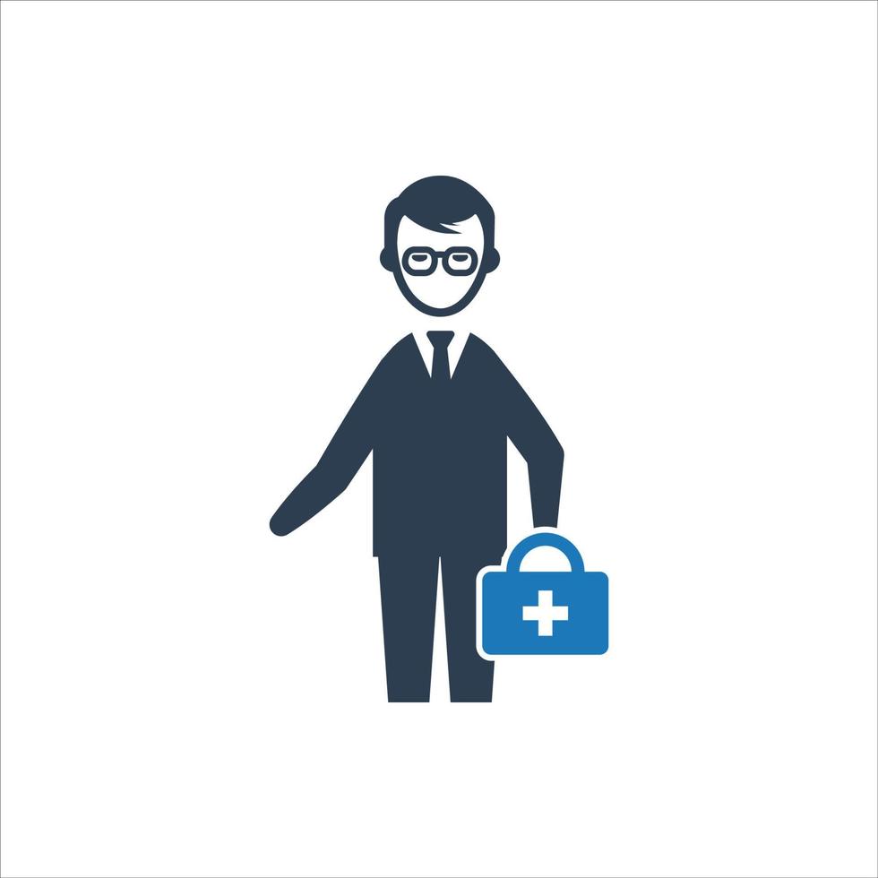 On call doctor icon, Doctor icon with first aid bag vector