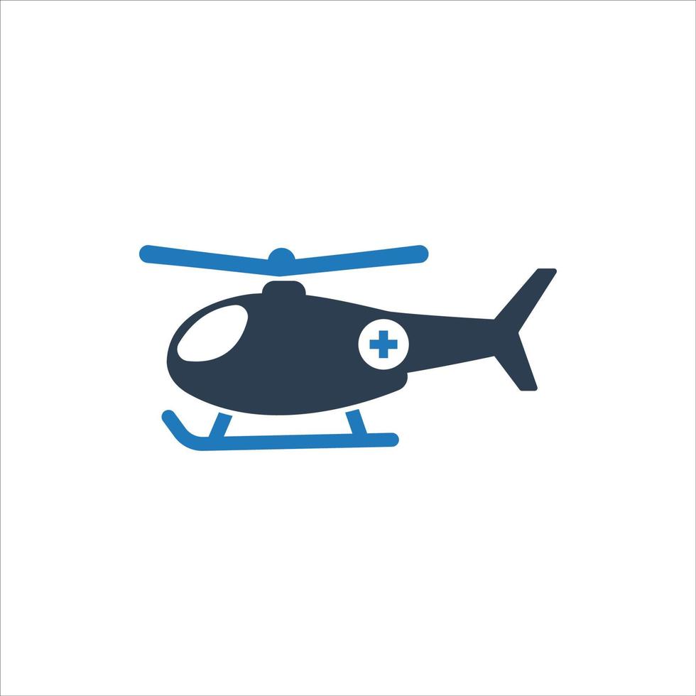 Emergency helicopter icon, first aid vector