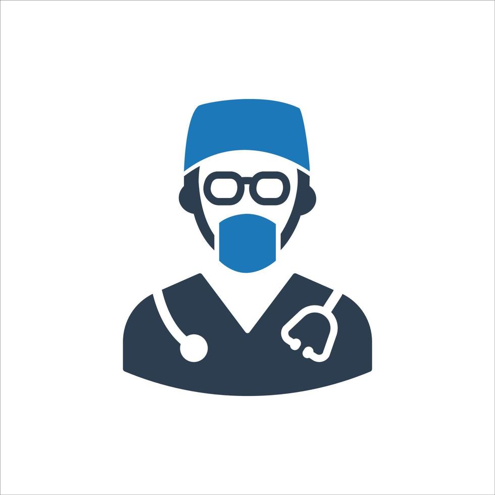 Male Doctor icon, stethoscope icon vector