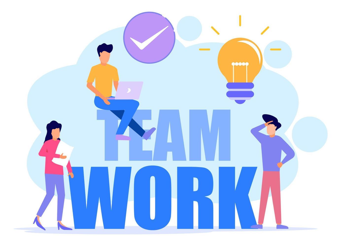 Illustration vector graphic cartoon character of business team work