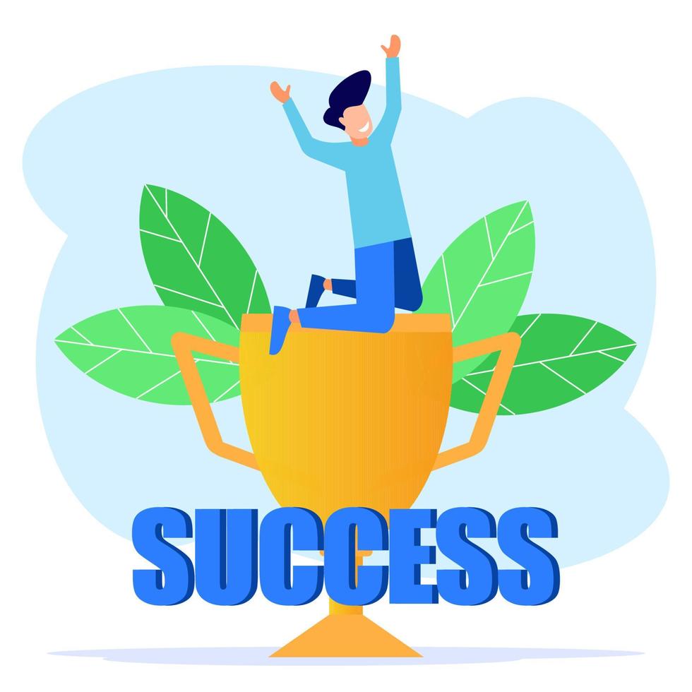 Illustration vector graphic cartoon character of trophy winner