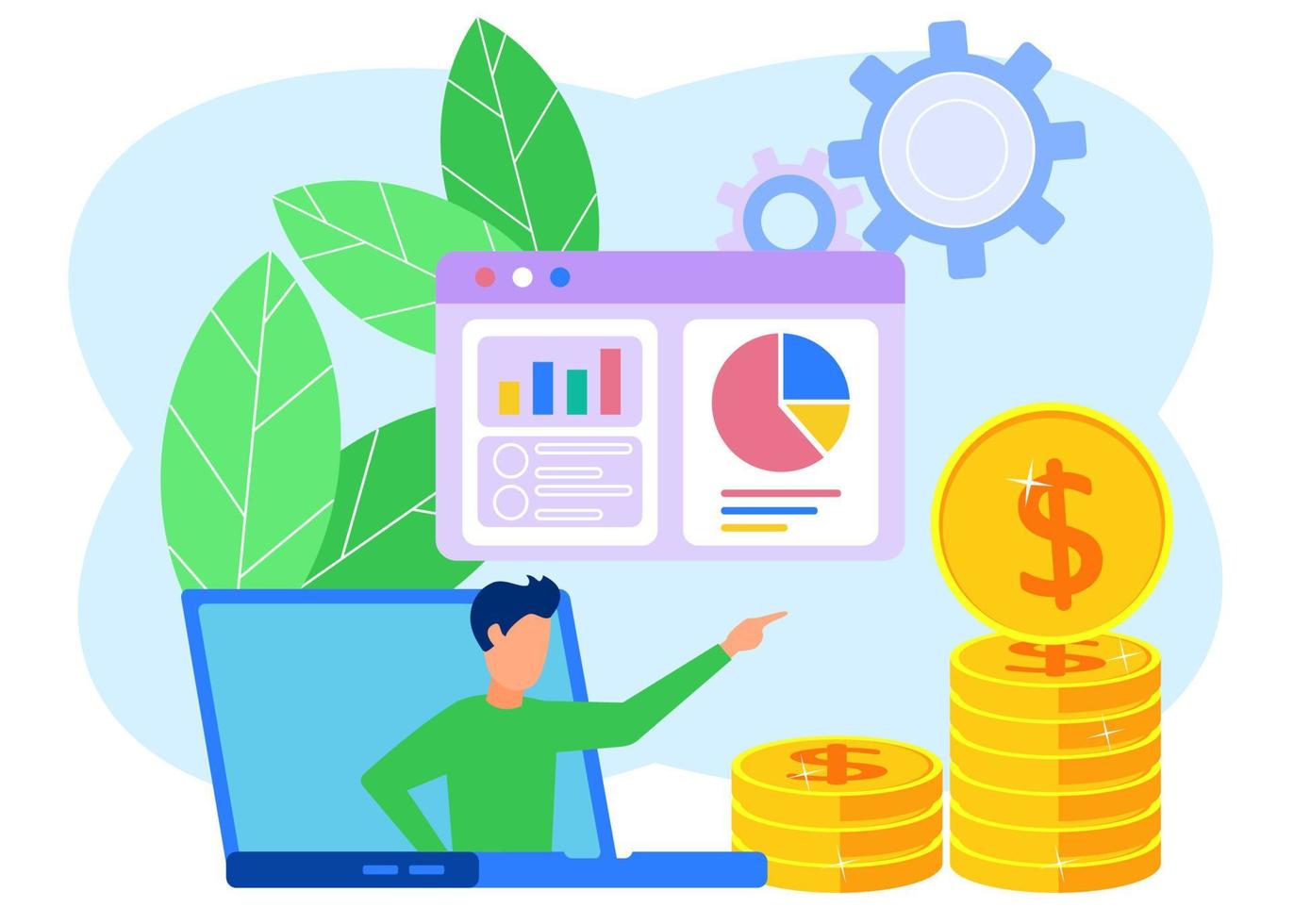 Illustration vector graphic cartoon character of business analysis