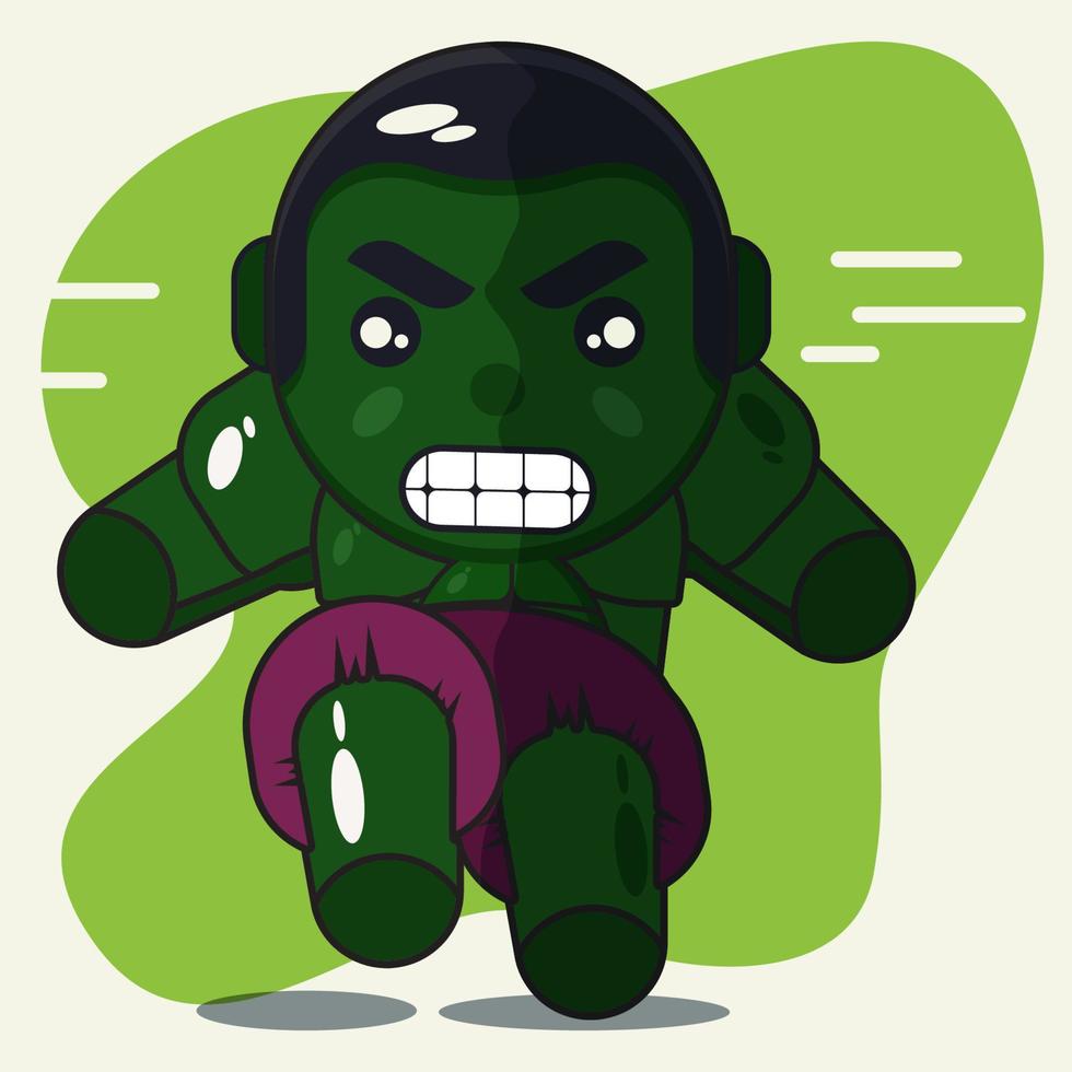 The green skin strong man cute design vector illustration