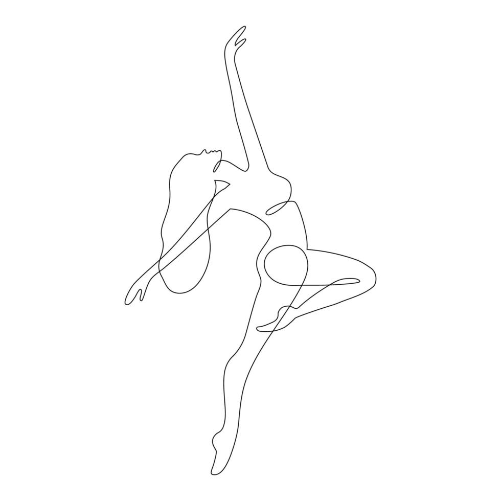 mujer bailando resumen un retrato de línea continua. libertad, símbolo de felicidad. ilustración moderna de estilo minimalista para carteles, estampados de camisetas, avatares, postales. diseño gráfico de dibujo de una sola línea vector