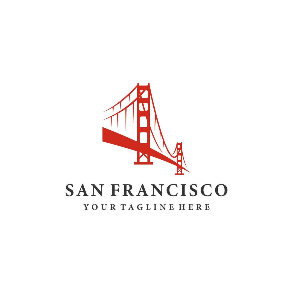 plantilla de diseño del logotipo del puente de san francisco. diseño plano simple y limpio de plantilla de vector de puente. logotipo de puente para empresas.