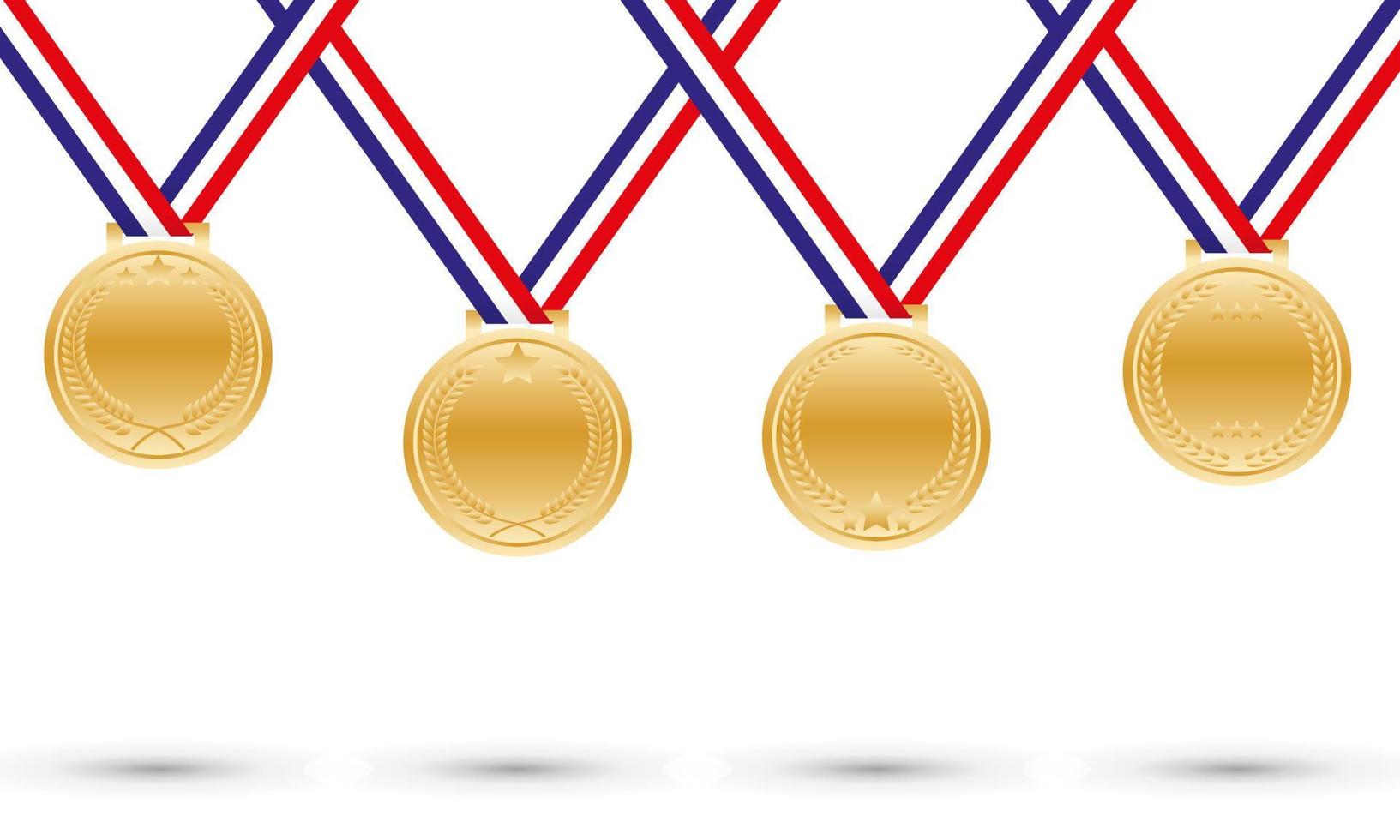medalla de oro en blanco con varios adornos por diseño vectorial vector