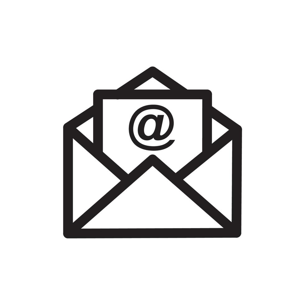 Outline email icon isolated on grey background. Open envelope pictogram. Line mail symbol for website design, mobile application, ui. Vector illustration. Eps10