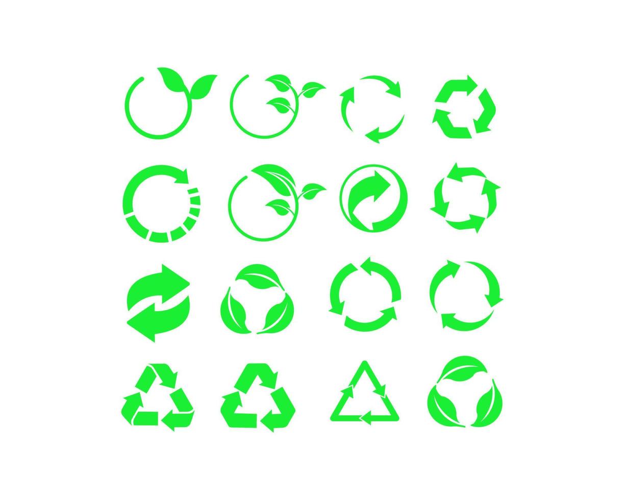 Big set of Recycle icon. Recycle Recycling symbol. Vector illustration. Isolated on white background.