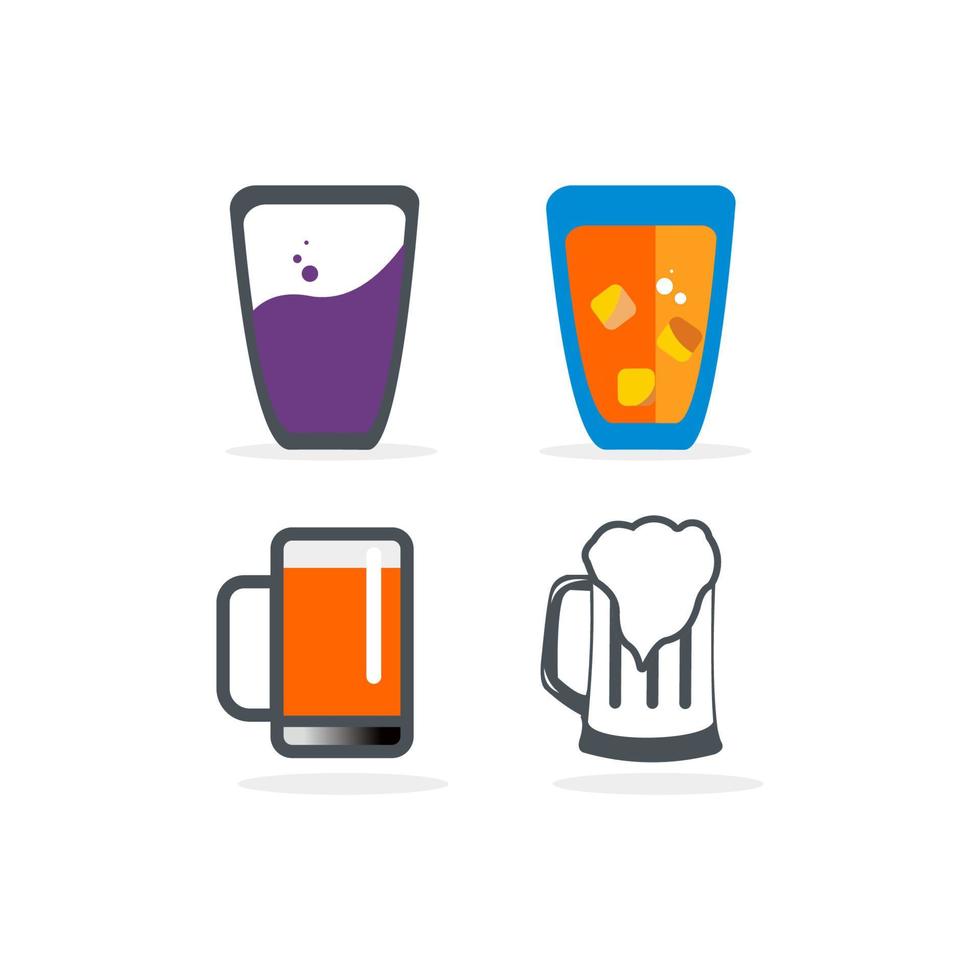 Drink alcohol beverage icons set vector