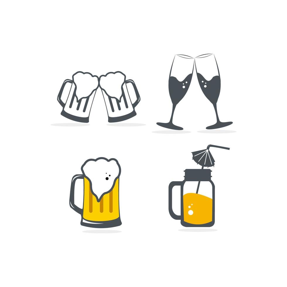 Drink alcohol beverage icons set vector