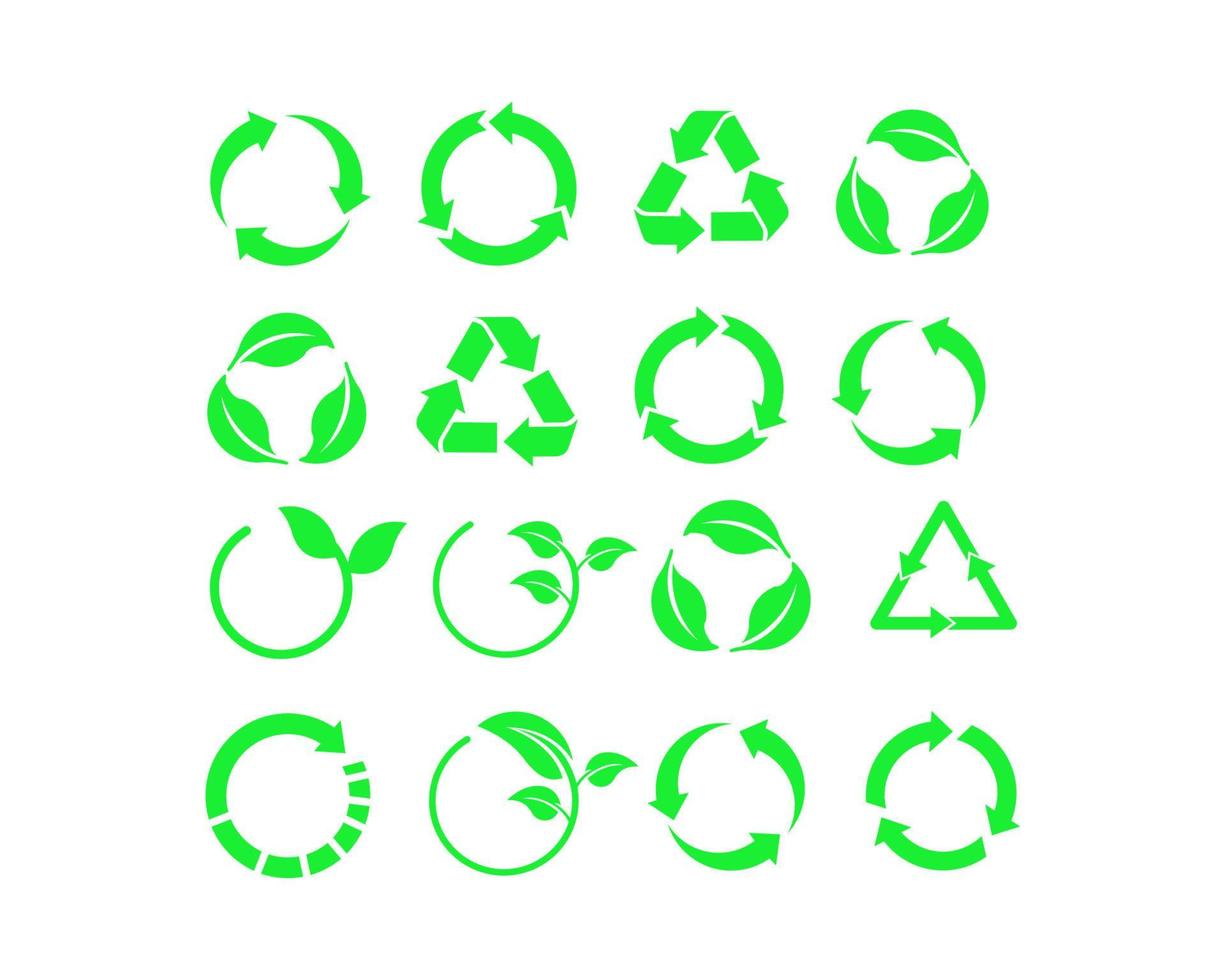 Big set of Recycle icon. Recycle Recycling symbol. Vector illustration. Isolated on white background.