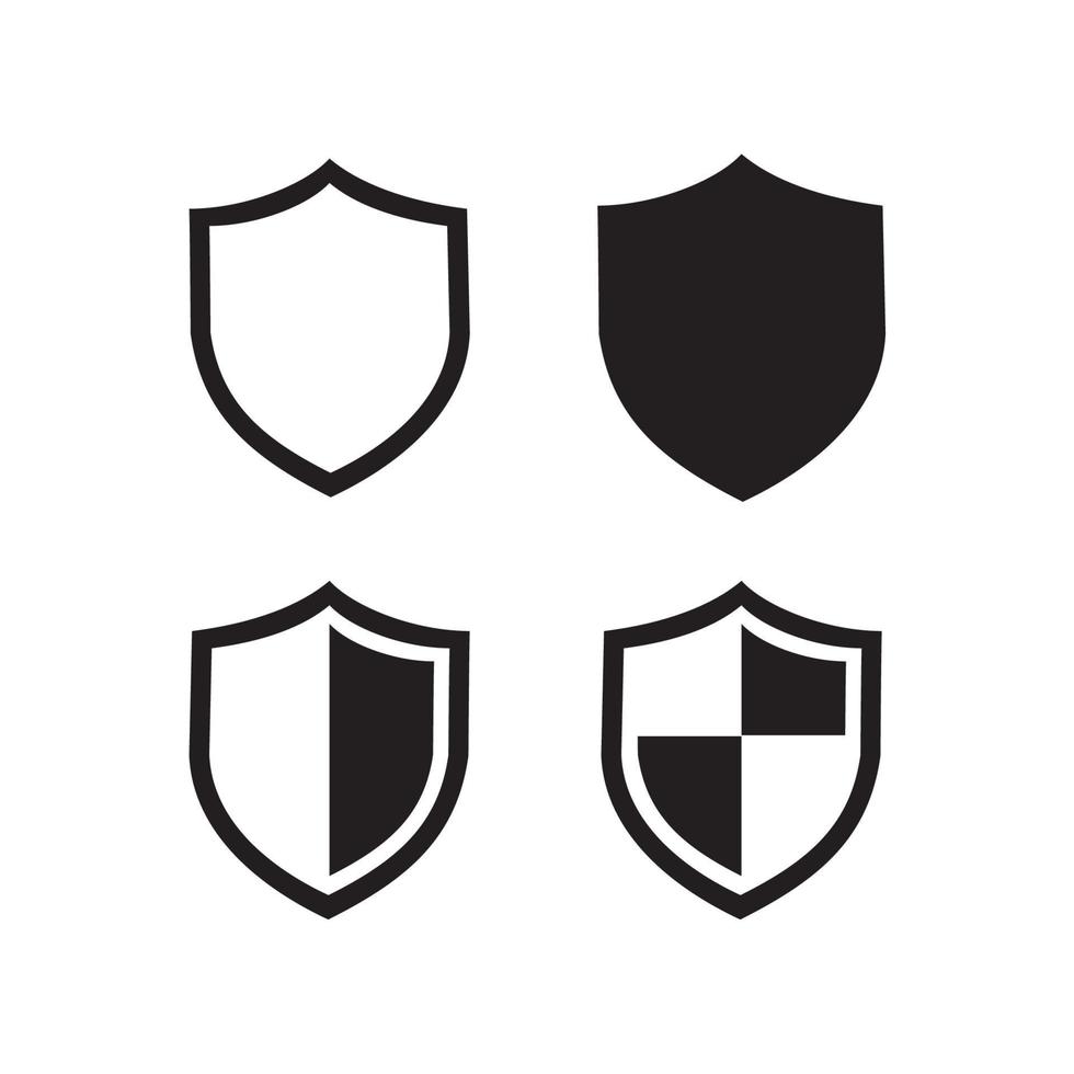 Set of security shield icons, security shields logotypes with check mark and padlock. Security shield symbols. Vector illustration.