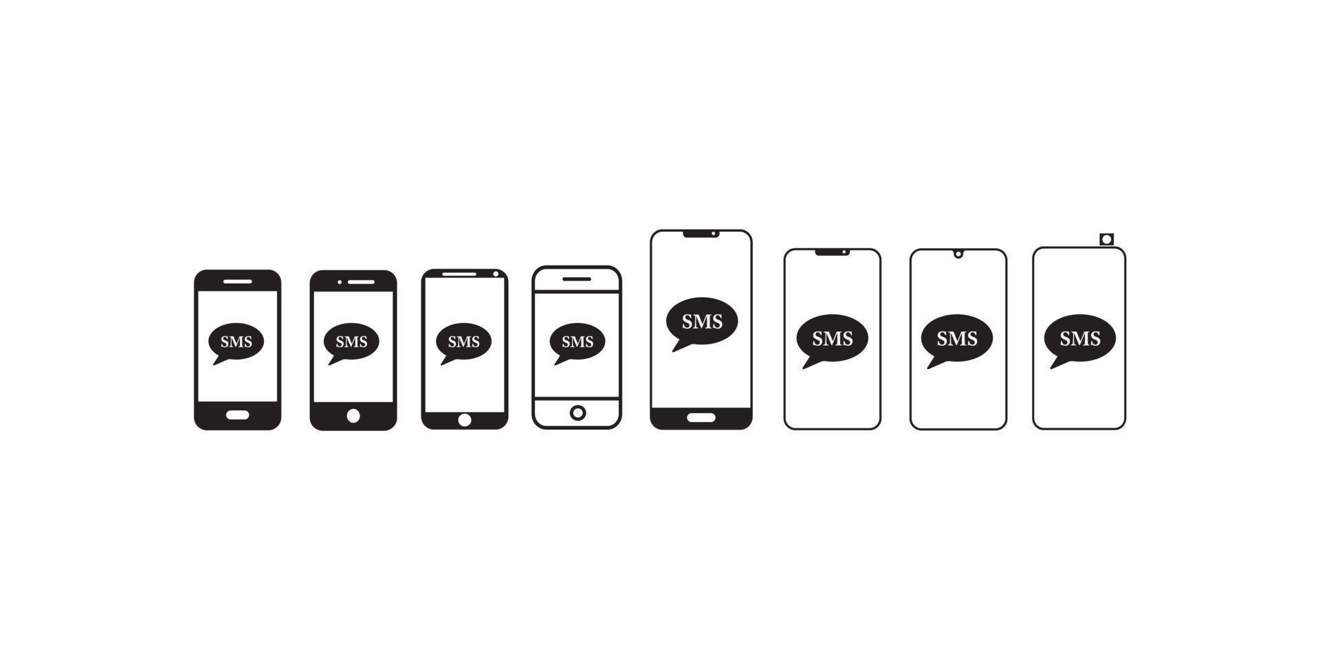 Vector phone message collection icon design. Phone message icon flat modern style design isolated on white background.
