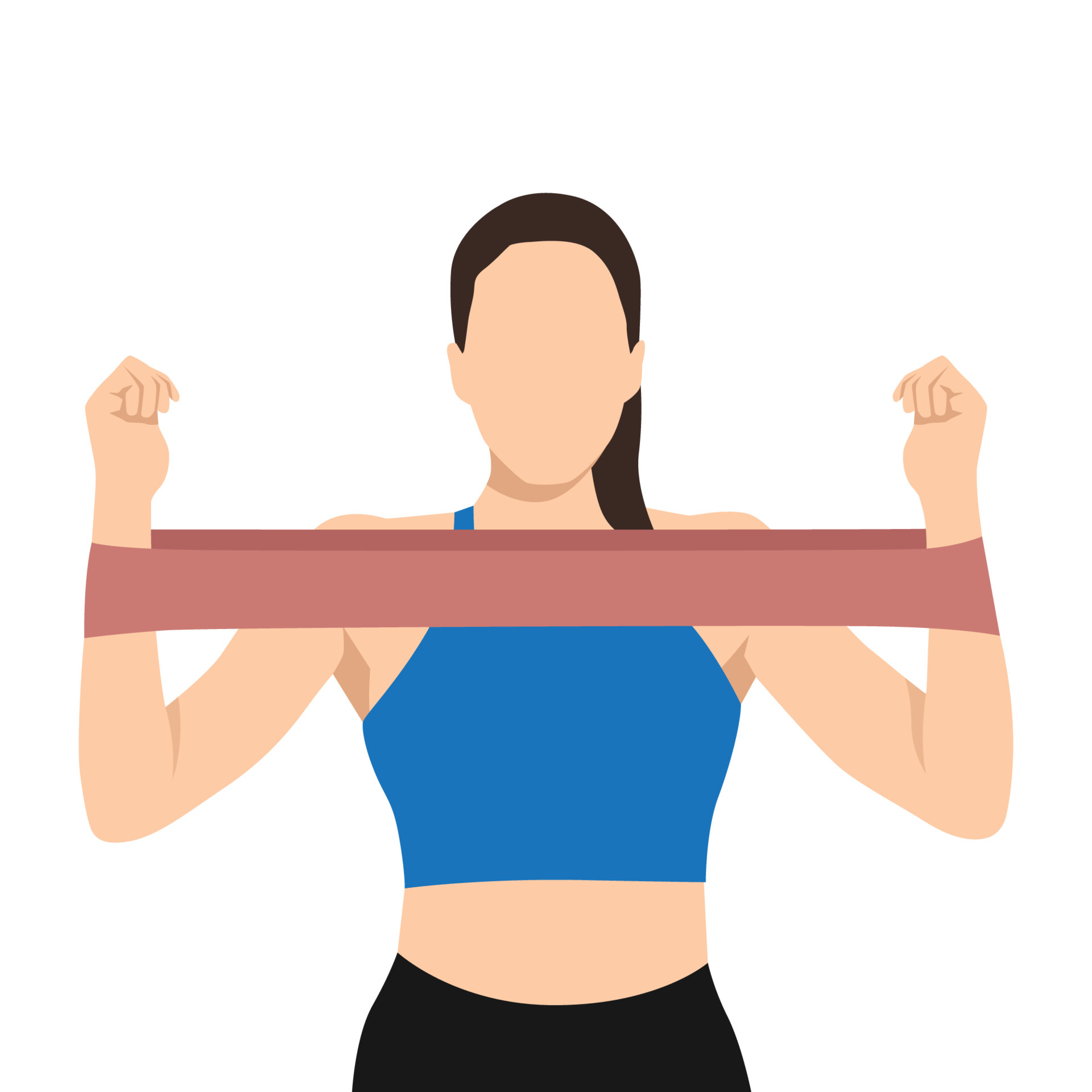 Woman doing toned arm stretch with resistance band exercise. Flat vector  illustration isolated on white background 6417627 Vector Art at Vecteezy