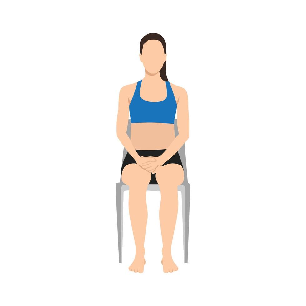 mujer haciendo relajación final. ejercicio de silla savasana. ilustración vectorial plana aislada sobre fondo blanco vector