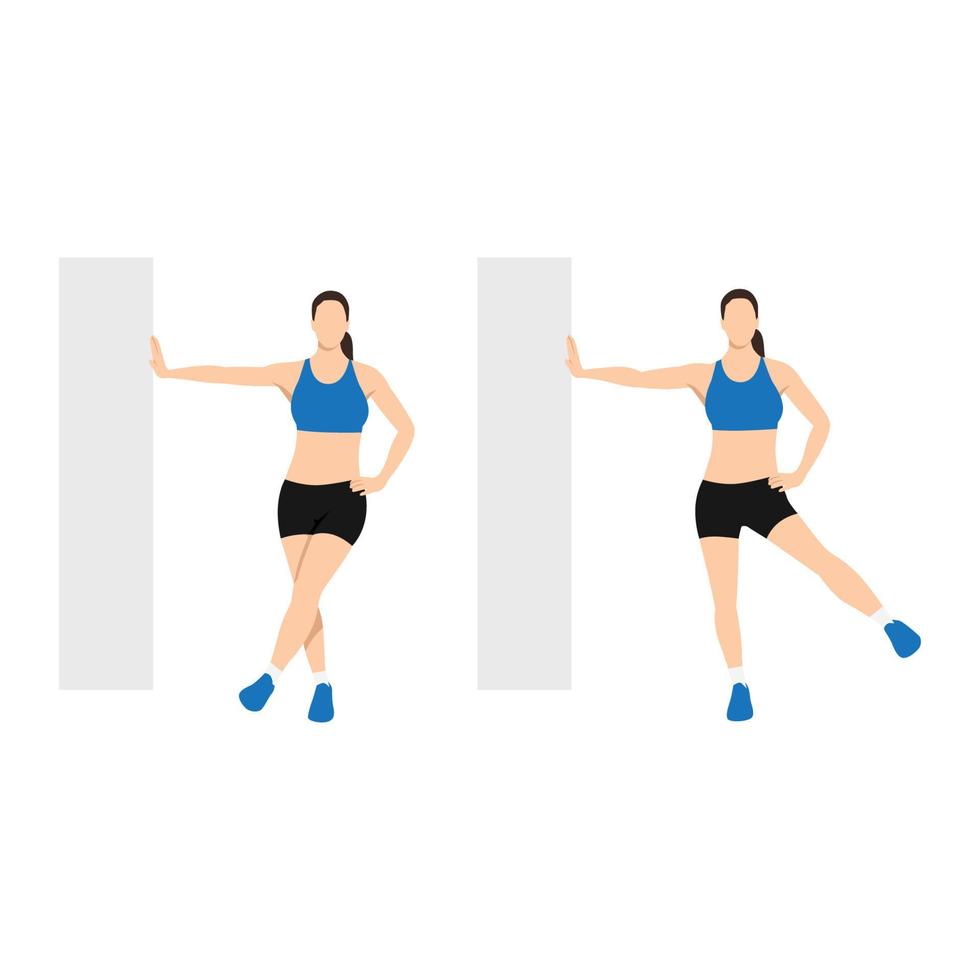 mujer haciendo ejercicio de balanceo lateral de piernas. ilustración vectorial plana aislada sobre fondo blanco vector
