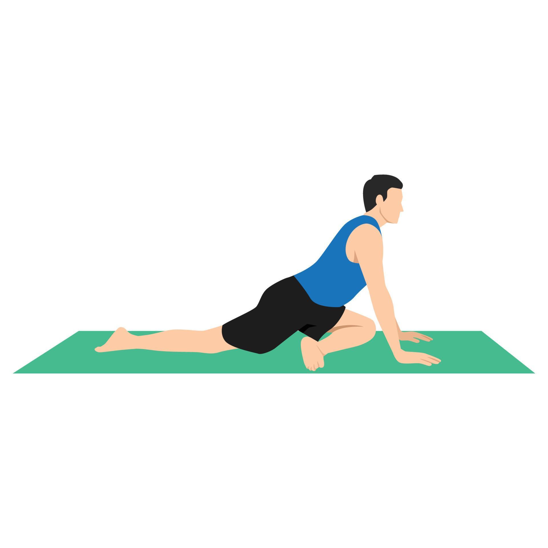 Yoga Man in Ardha Kapotasana or half pigeon pose. Male cartoon ...