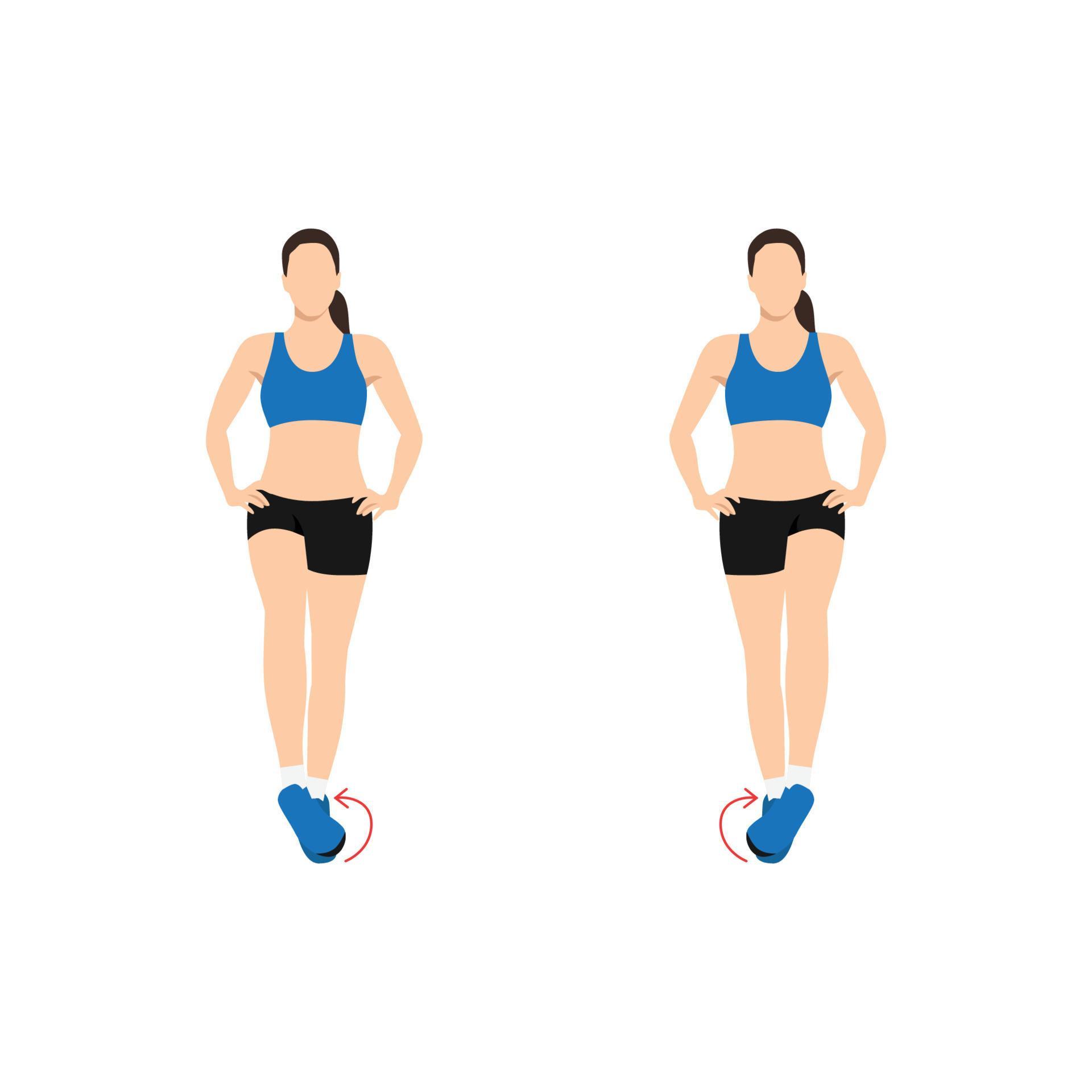 Woman doing Ankle circles exercise. Flat vector illustration isolated on white background