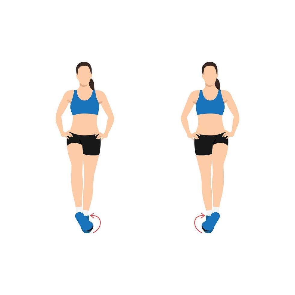 Woman doing Ankle circles exercise. Flat vector illustration isolated on white background