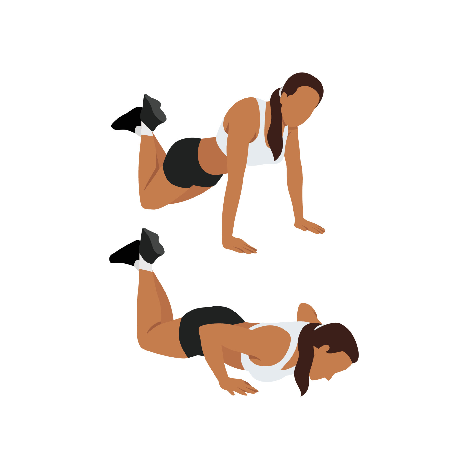 Woman Doing Sports Exercises Knee Push-ups Stock Illustration