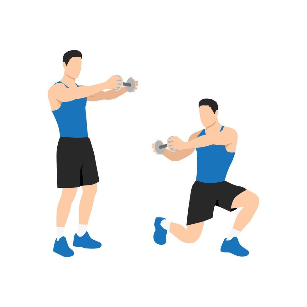 Man doing Lunge twists exercise. Flat vector illustration isolated on ...