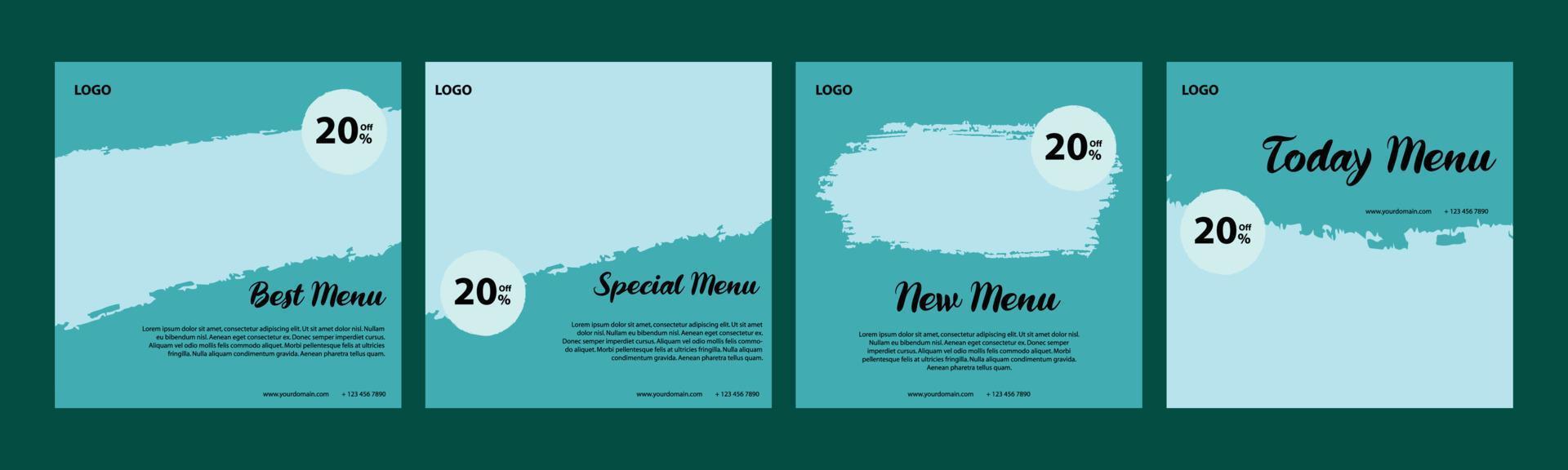 Food menu and restaurant social media banner template vector