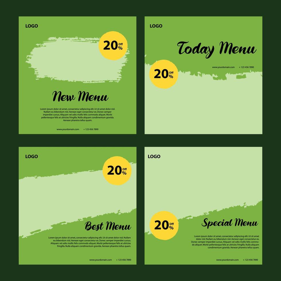 Food menu and restaurant social media banner template vector