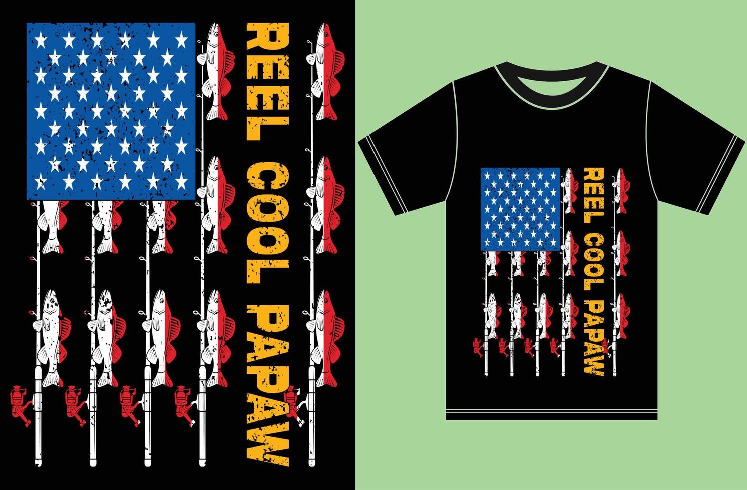 bandera de estados unidos con camiseta de pesca. diseño de camiseta amante de la pesca. vector