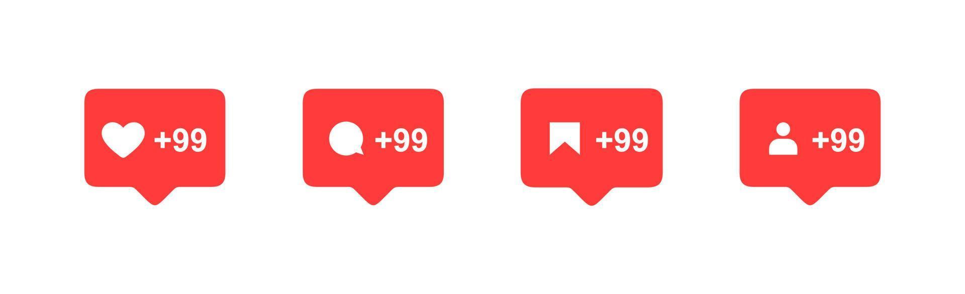 iconos de redes sociales establecen amor como botones de compartir comentarios vector