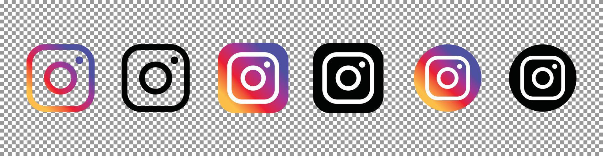 Social Media icon Instagram logo in flat style with color and black collection vector