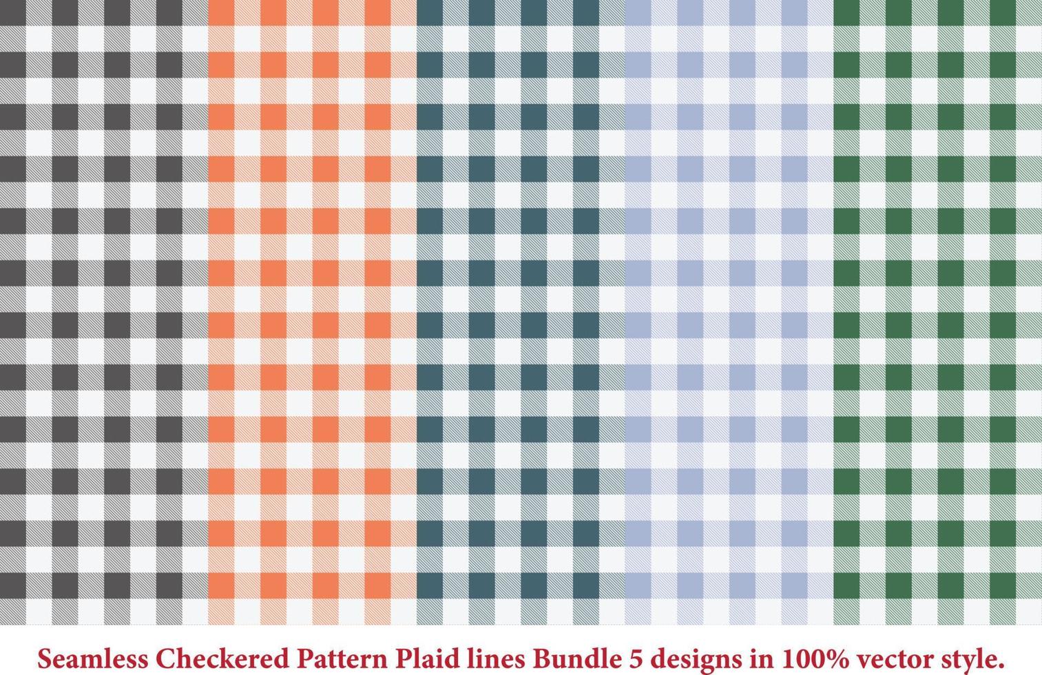 Plaid lines Pattern checkered Bundle 5 Designs Argyle vector,tartan,Tartan seamless fabric texture in retro style abstract vector
