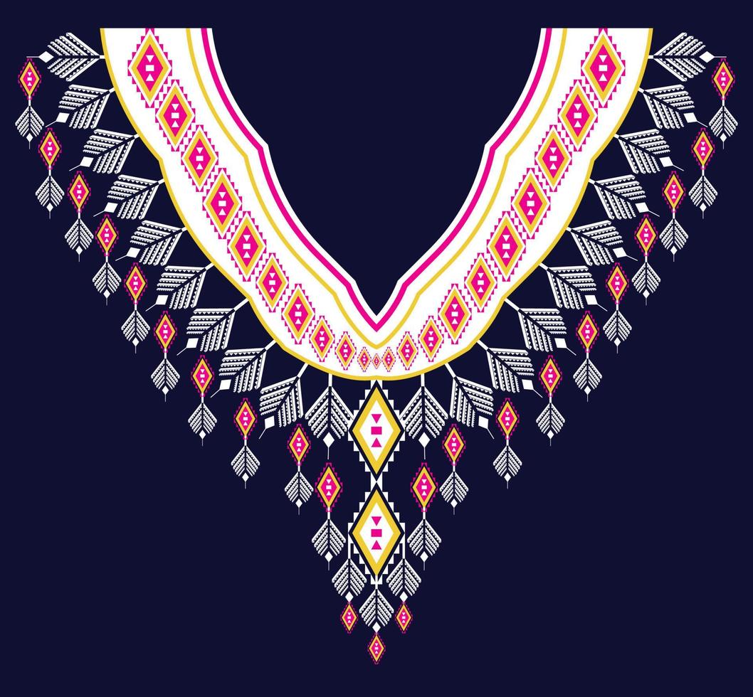 neckline embroidery Ethnic,Geometric,tribal,oriental,traditional,necklace design for fashion women vector