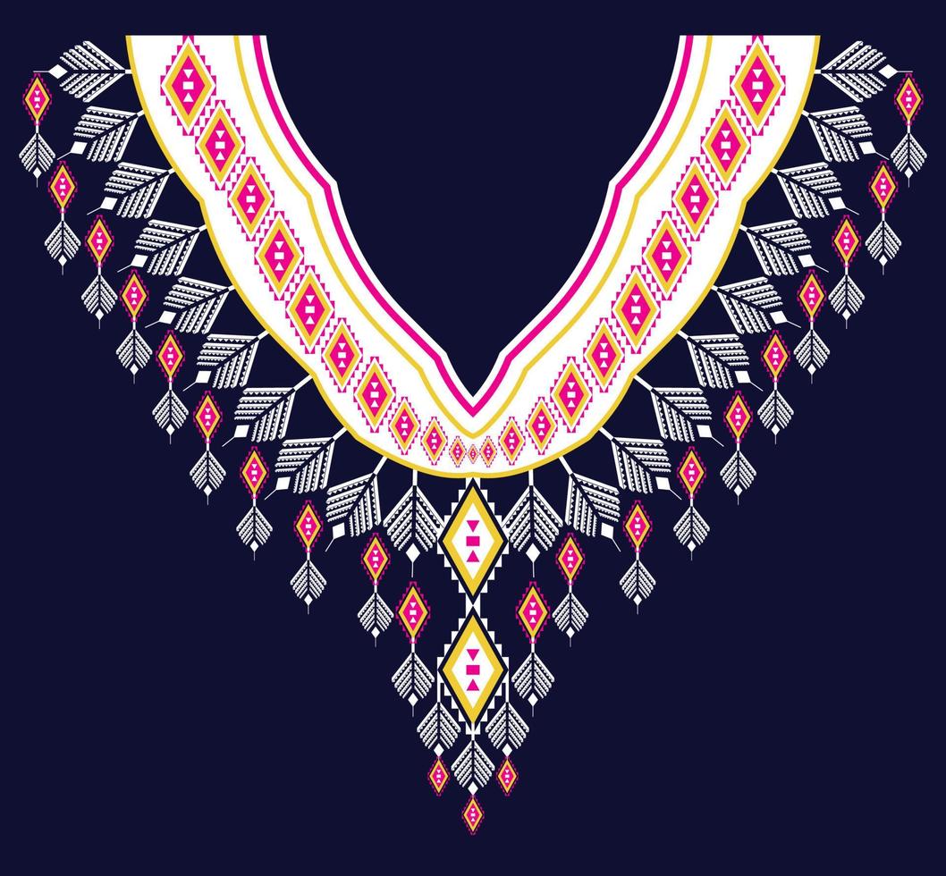 neckline embroidery Ethnic,Geometric,tribal,oriental,traditional,necklace design for fashion women vector