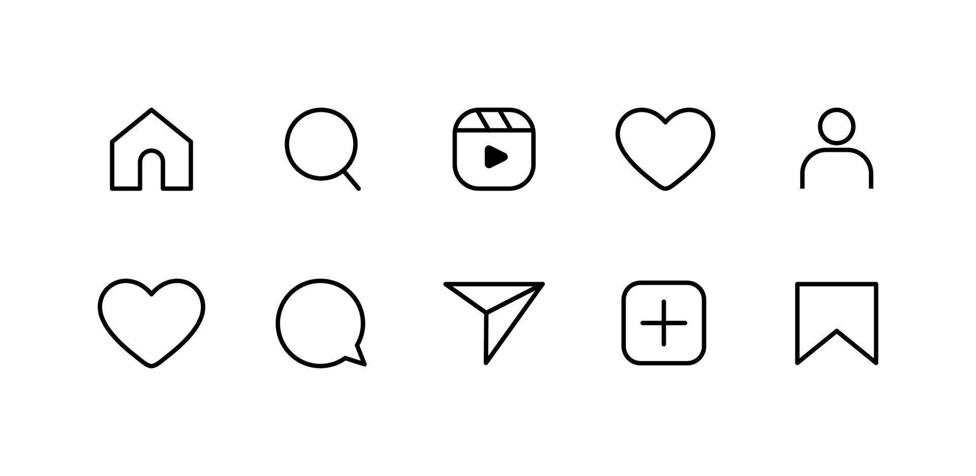 social media flat icons set notification speech bubble for like share save comment buttons Camera Search Heart Home web symbols and icons Free Vector