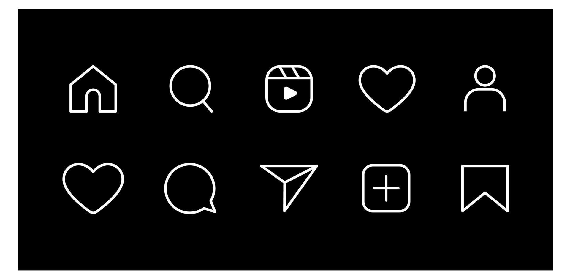 social media flat icons set notification speech bubble for like share save comment buttons Camera Search Heart Home web symbols and icons Free Vector